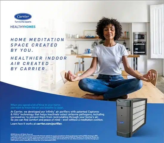 woman meditating carrier air purifier dealer